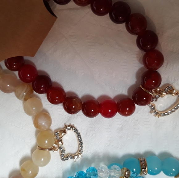 NEW Hello Kitty Bracelet Pink beads Silver CZ Sanrio charm NWT Handmade NWT - Picture 8 of 13